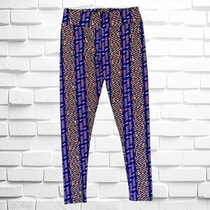 Lularoe TC Tribal-Print Leggings • Lively & Energetic • Purple & Orange • EUC